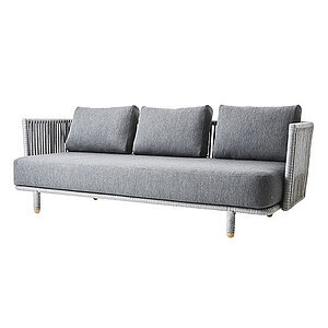 Cane-Line - Moments 3-pers. sofa Inkl. grey Cane-line AirTouch hyndesæt Grey, Cane-line Soft Rope