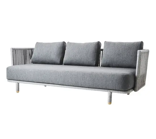 Cane-Line - Moments 3-pers. sofa Inkl. grey Cane-line AirTouch hyndesæt Grey, Cane-line Soft Rope ramme