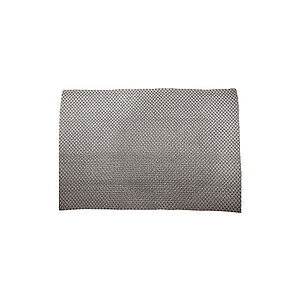 Rektangulært tæppe med tæt, indviklet vævemønster i varm, gråbrun nuance.