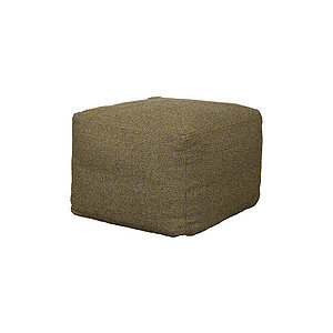 Firkantet, gul fodskammel med afrundede kanter og tekstureret overflade.