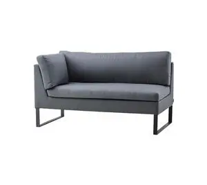 Moderne grå to-personers sofa med højre modul, metalben og hyndesæt.