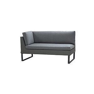 Moderne grå to-personers sofa med højre modul, metalben og hyndesæt.