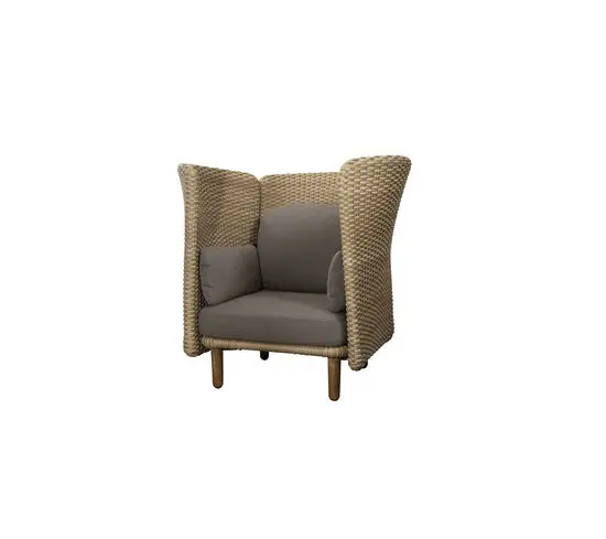 Cane-Line - Arch loungestol m/højt arm-/ryglæn Taupe, Cane-line AirTouch hynder Natural/Taupe Cane-line Flat Weave