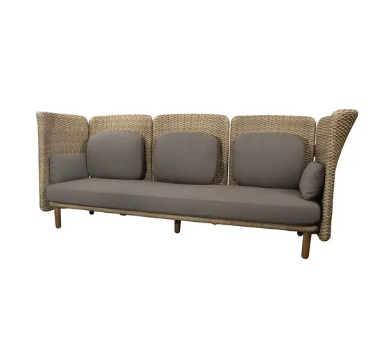 3-personers sofa med høje armlæn, natur/taupe vævning, moderne look, AirTouch hynder.