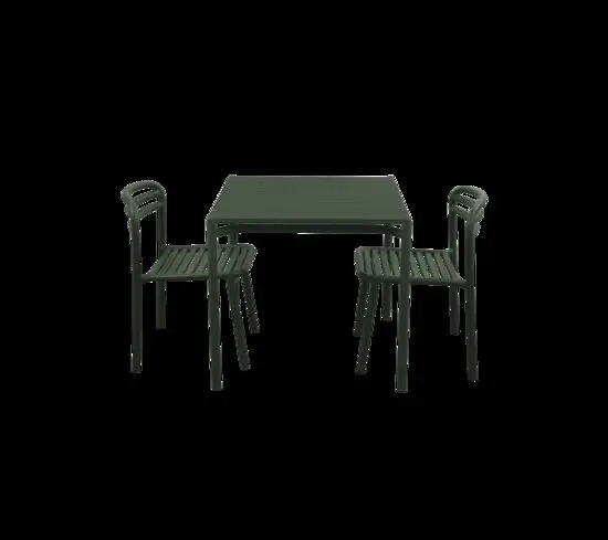 Cane-Line - Bliss spisebord inkl. 2 stole  Dark green, aluminium