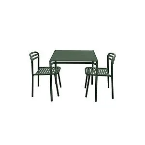 Cane-Line - Bliss spisebord inkl. 2 stole  Dark green, aluminium, 113x81 cm