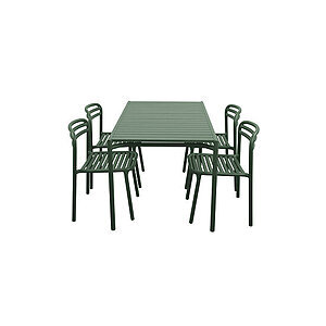 Cane-Line - Bliss spisebord rekt. inkl. 4 stole  Dark green, aluminium