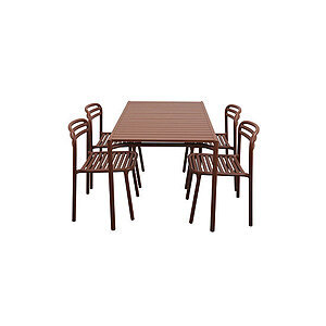 Cane-Line - Bliss spisebord inkl. 4 stole  - rød / Desert red, aluminium, 133x77 cm