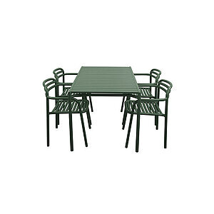 Cane-Line - Bliss spisebord inkl. 4 stole m/armlæn  Dark green, aluminium, 133x81 cm bord