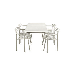 Cane-Line - Bliss spisebord inkl. 4 stole m/armlæn  Sand, aluminium, 133x81 cm