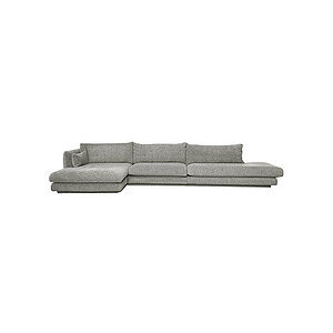 Cane-Line - Bloom open end sofa m/enkelt modul & chaiselong højre & plint Light grey, Essence