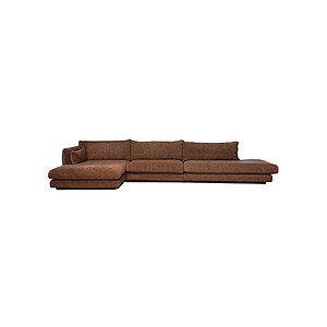 Cane-Line - Bloom open end sofa m/enkelt modul & chaiselong højre & plint Desert red, Emmi