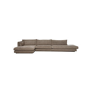 Cane-Line - Bloom open end sofa m/enkelt modul & chaiselong højre & plint Brown, Prosecco