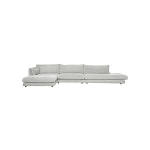 Cane-Line - Bloom open end sofa m/enkelt modul & chaiselong højre & teakben Light grey, Ambience