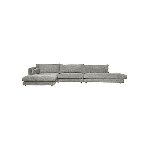 Cane-Line - Bloom open end sofa m/enkelt modul & chaiselong højre & teakben Light grey, Essence