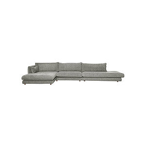 Cane-Line - Bloom open end sofa m/enkelt modul & chaiselong højre & teakben Grey, Essence