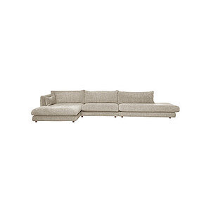 Cane-Line - Bloom open end sofa m/enkelt modul & chaiselong højre & teakben Sand, Lola