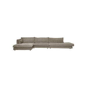 Cane-Line - Bloom open end sofa m/enkelt modul & chaiselong højre & teakben Brown, Lola