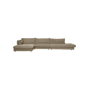 Cane-Line - Bloom open end sofa m/enkelt modul & chaiselong højre & teakben Light brown, Lola