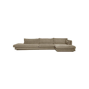 Cane-Line - Bloom open end sofa m/enkelt modul & chaiselong venstre & plint Light brown, Lola