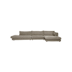 Cane-Line - Bloom open end sofa m/enkelt modul & chaiselong venstre & teakben Brown, Lola