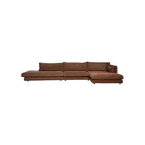 Cane-Line - Bloom open end sofa m/enkelt modul & chaiselong venstre & teakben Desert red, Emmi