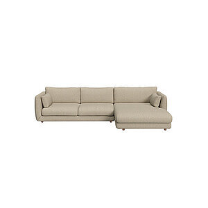 Cane-Line - Bloom 2-pers sofa m/chaiselong venstre & teak ben Brown, Cane-line Lola