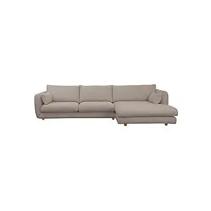 Cane-Line - Bloom 2-pers sofa m/chaiselong venstre & teakben Light brown, Prosecco