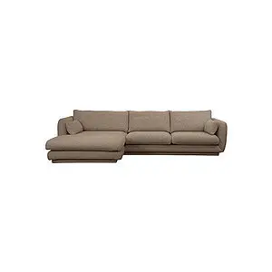 Cane-Line - Bloom 2-pers sofa m/chaiselong højre & plint Taupe, Flair/Kimi