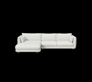 Cane-Line - Bloom 2-pers sofa m/chaiselong højre & teak ben Light grey, Cane-line Ambience