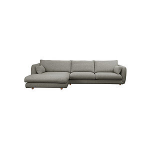 Cane-Line - Bloom 2-pers sofa m/chaiselong højre & teakben Light grey, Essence