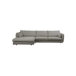 Cane-Line - Bloom 2-pers sofa m/chaiselong højre & teakben Grey, Essence