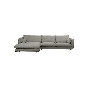 Cane-Line - Bloom 2-pers sofa m/chaiselong højre & teakben Grey, Essence