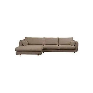 Cane-Line - Bloom 2-pers sofa m/chaiselong højre & teakben Taupe, Flair/Kimi