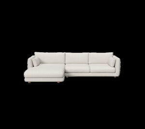 Cane-Line - Bloom 2-pers sofa m/chaiselong højre & teak ben Sand, Cane-line Lola