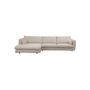 Cane-Line - Bloom 2-pers sofa m/chaiselong højre & teakben Sand, Emmi