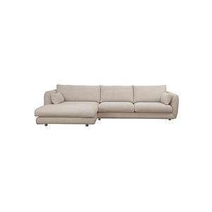 Cane-Line - Bloom 2-pers sofa m/chaiselong højre & teakben Sand, Emmi