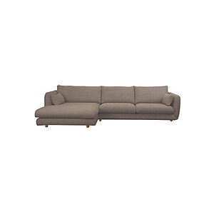 Cane-Line - Bloom 2-pers sofa m/chaiselong højre & teakben Brown, Prosecco
