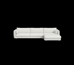 Cane-Line - Bloom 3-pers sofa m/chaiselong venstre & teak ben Light grey, Cane-line Ambience