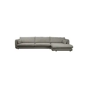 Cane-Line - Bloom 3-pers sofa m/chaiselong venstre & teakben Light grey, Essence