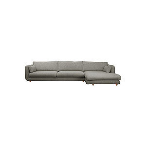 Cane-Line - Bloom 3-pers sofa m/chaiselong venstre & teakben Light grey, Essence