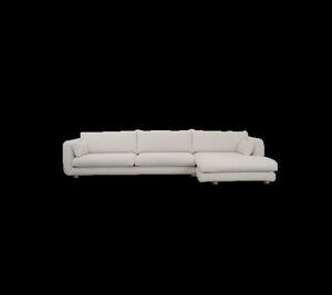 Cane-Line - Bloom 3-pers sofa m/chaiselong venstre & teak ben Sand, Cane-line Flair/Kimi
