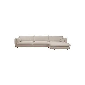 Cane-Line - Bloom 3-pers sofa m/chaiselong venstre & teakben Sand, Emmi
