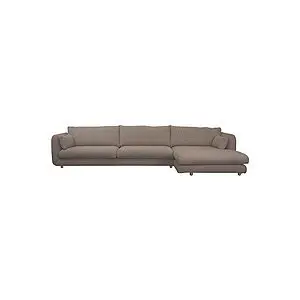 Cane-Line - Bloom 3-pers sofa m/chaiselong venstre & teakben Brown, Prosecco