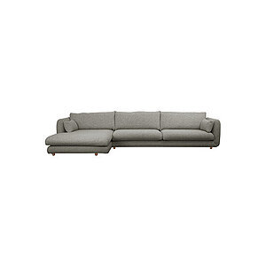 Cane-Line - Bloom 3-pers sofa m/chaiselong højre & teakben Light grey, Essence
