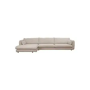 Cane-Line - Bloom 3-pers sofa m/chaiselong højre & teakben Sand, Emmi