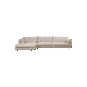 Cane-Line - Bloom 3-pers sofa m/chaiselong højre & teakben Sand, Emmi