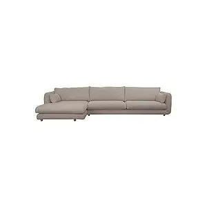 Cane-Line - Bloom 3-pers sofa m/chaiselong højre & teakben Light brown, Prosecco