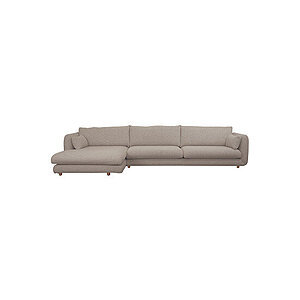 Cane-Line - Bloom 3-pers sofa m/chaiselong højre & teakben Light brown, Prosecco