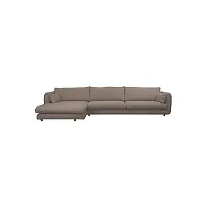 Cane-Line - Bloom 3-pers sofa m/chaiselong højre & teakben Brown, Prosecco